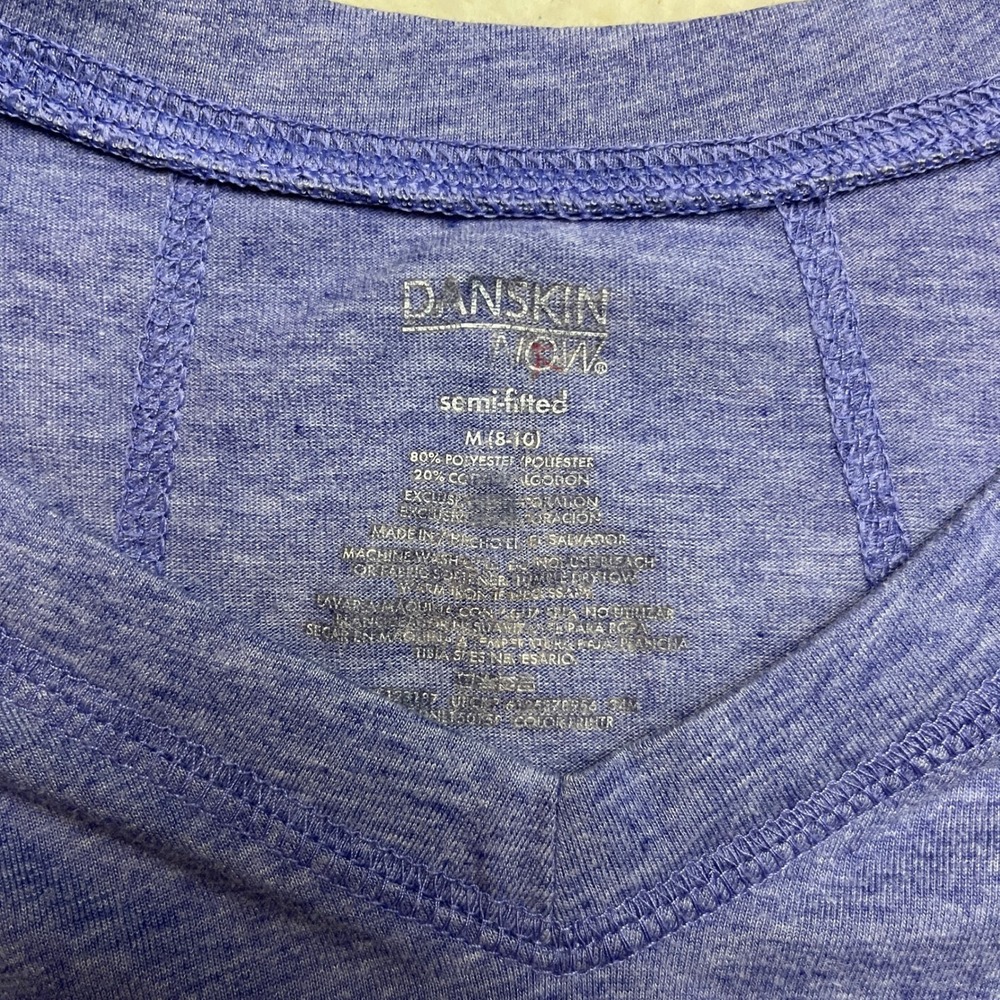 Danskin Now T-Shirt Womens M Blue Purple 2 Pack Semi-Fitted Ruched Active Tops - Picture 3 of 13